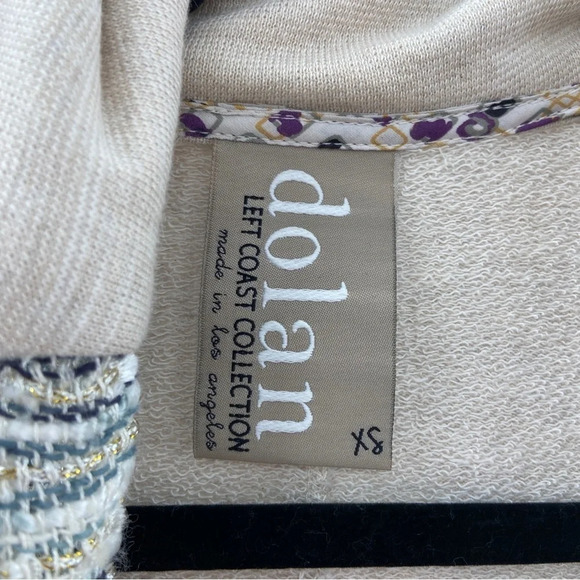 Anthropologie Dolan Twinkled Tweed Open Front Cardigan XS Cream Blue Metallic - Picture 4 of 6